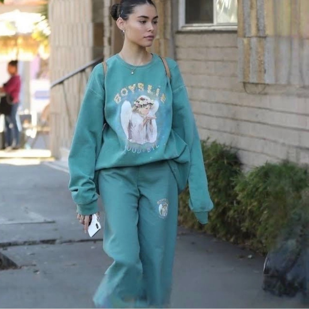 Boys Lie Teal Crewneck Sweatshirt with Angel Graphic
